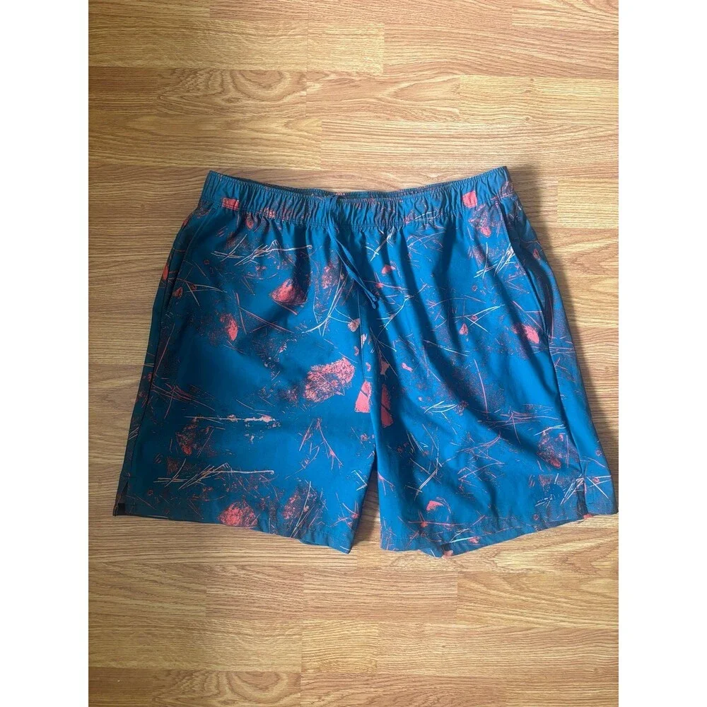 The North Face Men’s Large Printed Shorts Blue Red Outdoor Hiking Casual